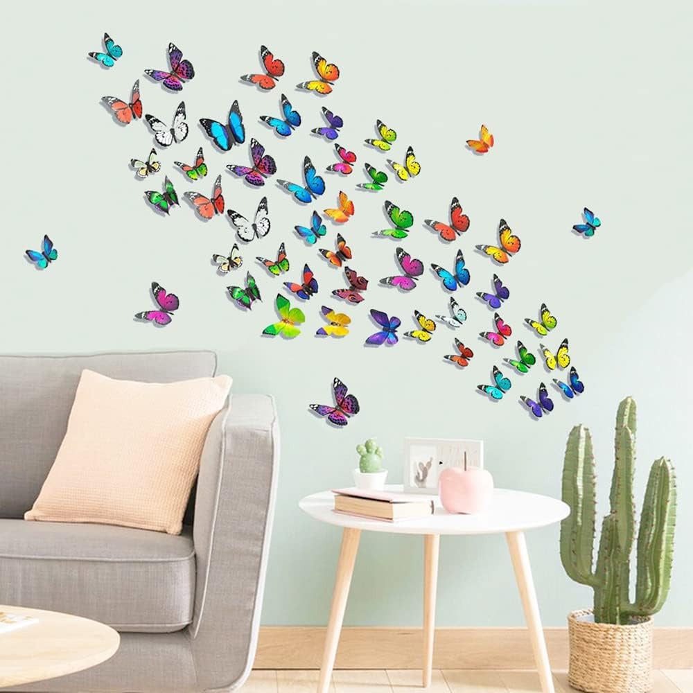 3D Butterfly Pared Decoración, 4 Styles Butterfly Pared Decals Removable Mural Stickers Butterfly Decorations for Hogar Room Bedroom Nursery Decoración