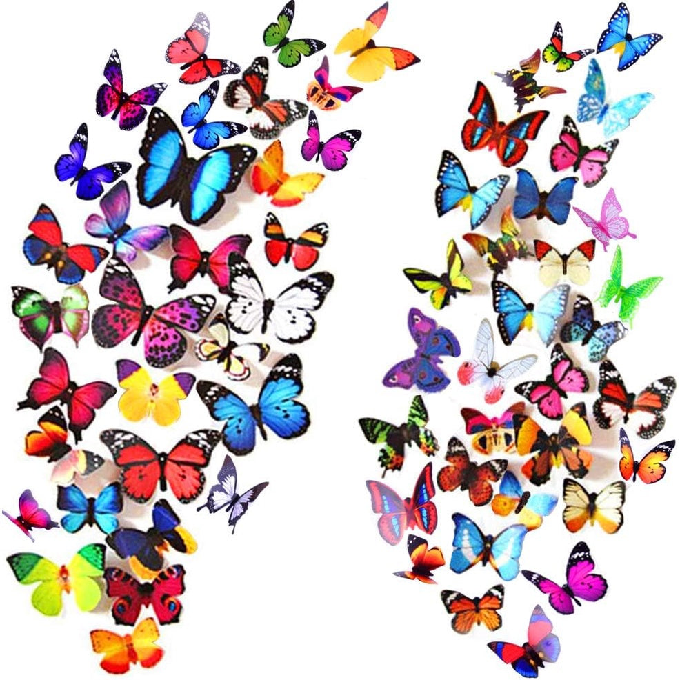 3D Butterfly Pared Decoración, 4 Styles Butterfly Pared Decals Removable Mural Stickers Butterfly Decorations for Hogar Room Bedroom Nursery Decoración