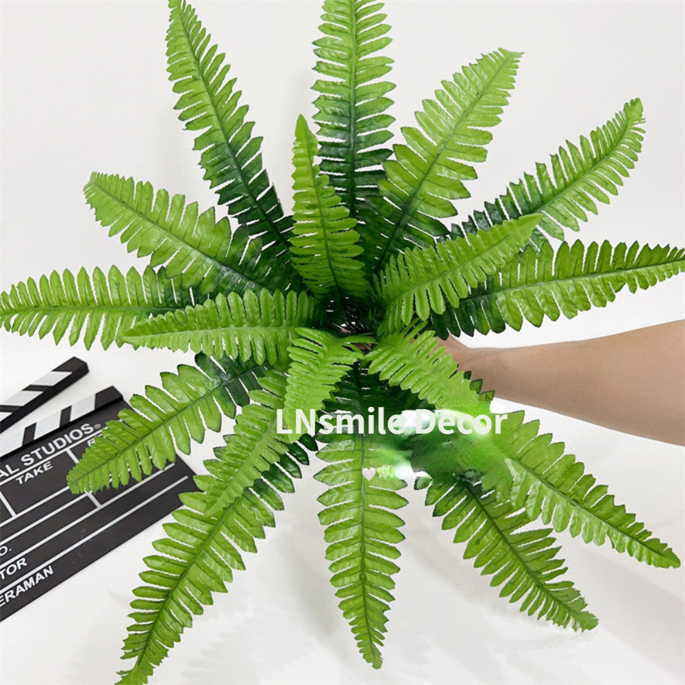 Artificial Shrubs, 50cm Large Persian Grass Plastic Plants Fern Leaves Fake Bushes Wedding Indoor Outdoor Hogar Jardín Kitchen Office Table Centerpieces Arrangements Decoración