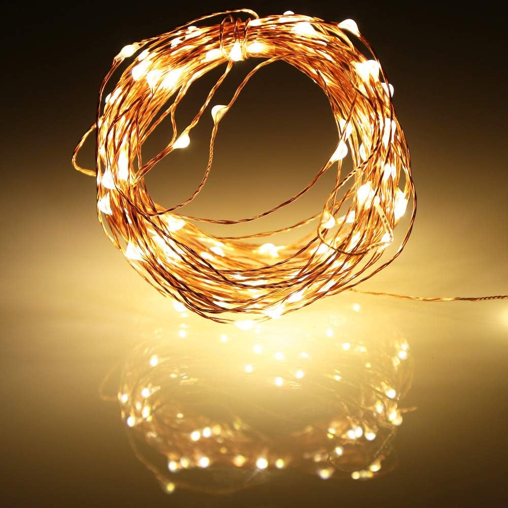 2M/20Leds Fairy Lights Battery Operated, Battery Powered Copper Wire Starry Fairy Lights for Bedroom, Christmas, Parties, Wedding, Centerpiece, Decoración