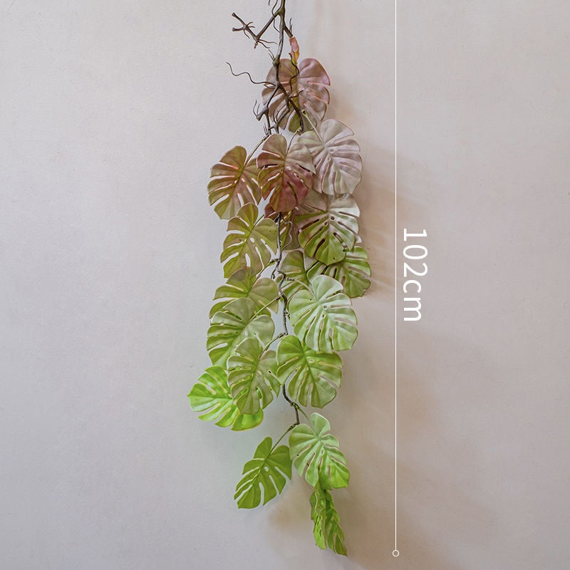 Artificial Vines with Leaves Fake Verde Tropical Garland 60 Pieces Faux Monstera Tropical Palm Leaves for Jungle Safari Planta Party Hogar Pared Jardín Wedding Decoración