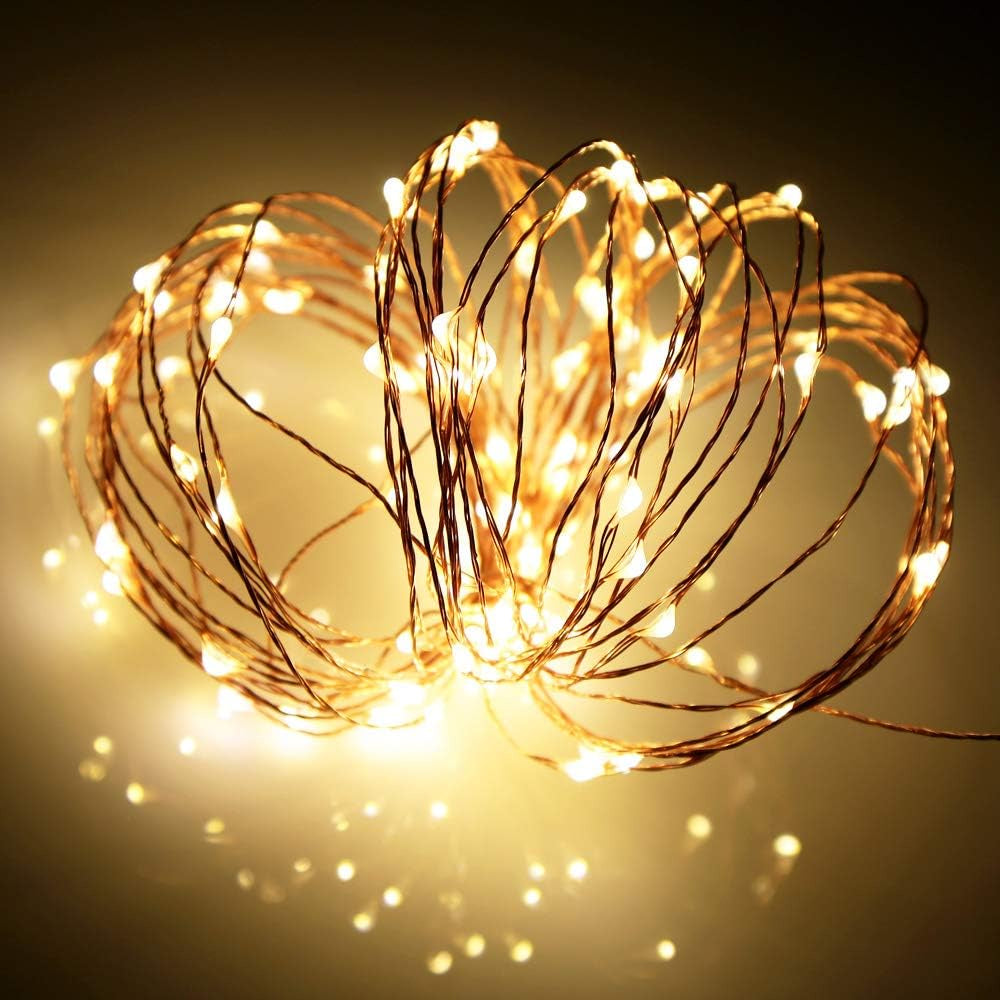 2M/20Leds Fairy Lights Battery Operated, Battery Powered Copper Wire Starry Fairy Lights for Bedroom, Christmas, Parties, Wedding, Centerpiece, Decoración