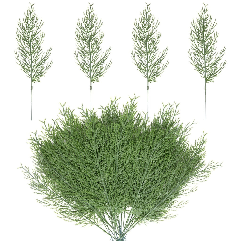 Artificial Pine Branches-13.7 Inches Fake Greenery Plants Pine Sprigs-Faux Pine Leaves Picks for DIY Garland Crafts Christmas Embellishing and Hogar Jardín Decoración