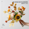 Artificial Sunflowers Bouquet Fall Fake Flower Bouquet with Sunflowers for Bridal Bouquets Wedding Centerpieces Fall Decoración Party Table Gravesides Floral ArrangementsHome Decoración