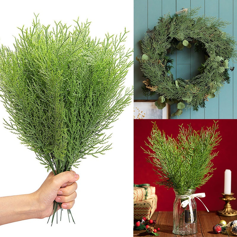 Artificial Pine Branches-13.7 Inches Fake Greenery Plants Pine Sprigs-Faux Pine Leaves Picks for DIY Garland Crafts Christmas Embellishing and Hogar Jardín Decoración