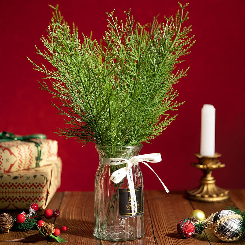 Artificial Pine Branches-13.7 Inches Fake Greenery Plants Pine Sprigs-Faux Pine Leaves Picks for DIY Garland Crafts Christmas Embellishing and Hogar Jardín Decoración