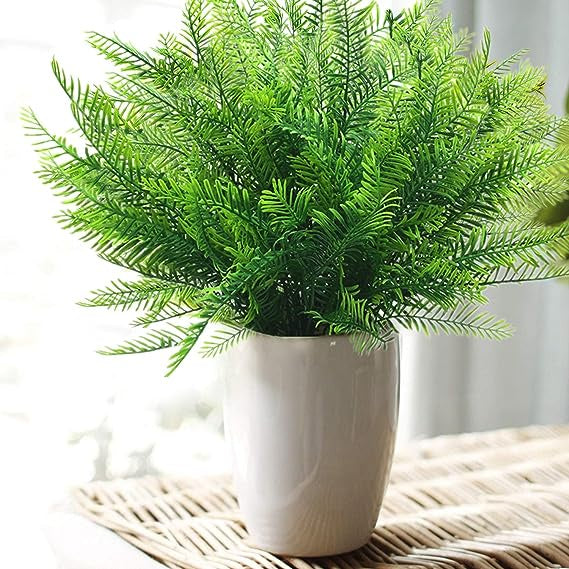 Artificial Shrubs Bushes, Plastic Plants Fern Leaves Fake Persian Grass Wedding Indoor Outdoor Hogar Jardín Kitchen Office Table Centerpieces Arrangements Christmas Decoración