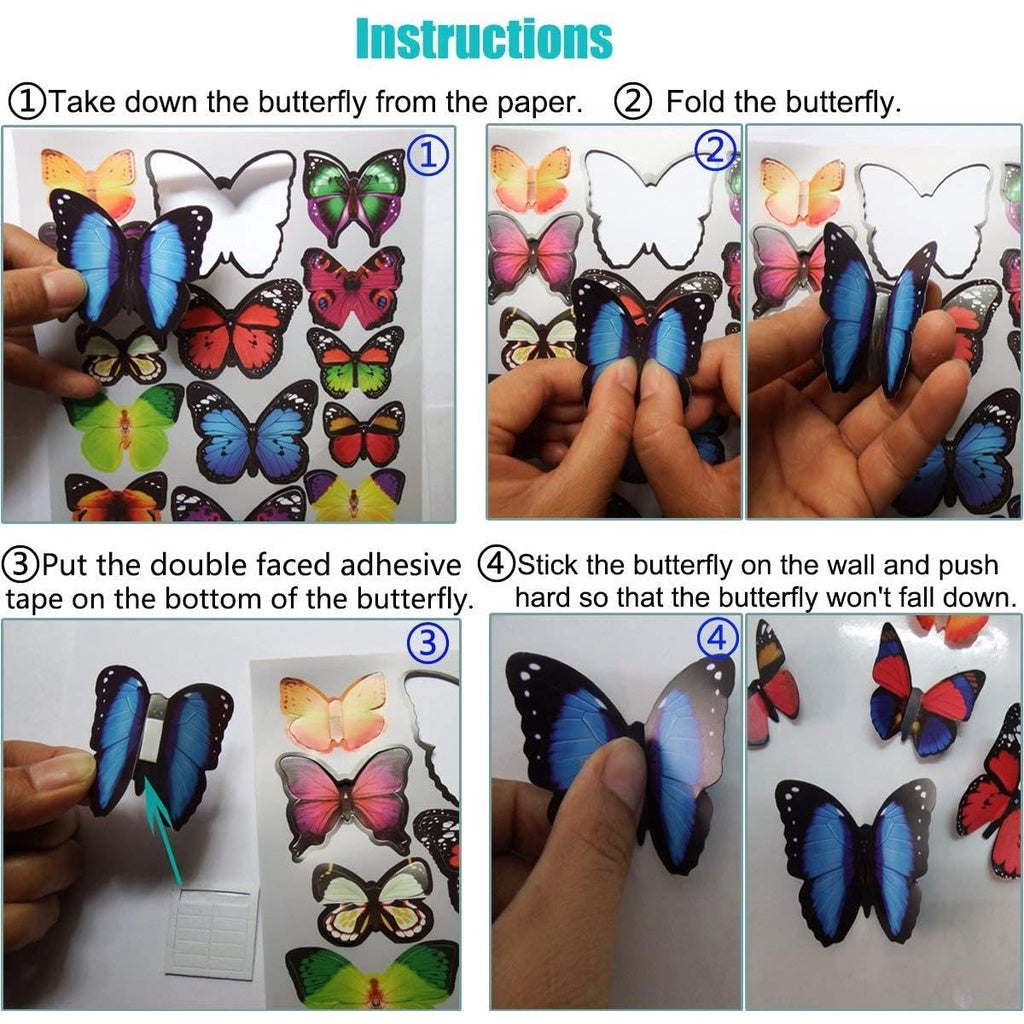 3D Butterfly Pared Decoración, 4 Styles Butterfly Pared Decals Removable Mural Stickers Butterfly Decorations for Hogar Room Bedroom Nursery Decoración
