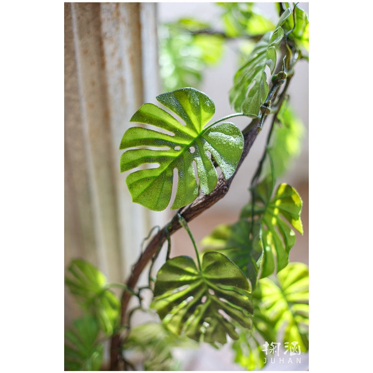 Artificial Vines with Leaves Fake Verde Tropical Garland 60 Pieces Faux Monstera Tropical Palm Leaves for Jungle Safari Planta Party Hogar Pared Jardín Wedding Decoración
