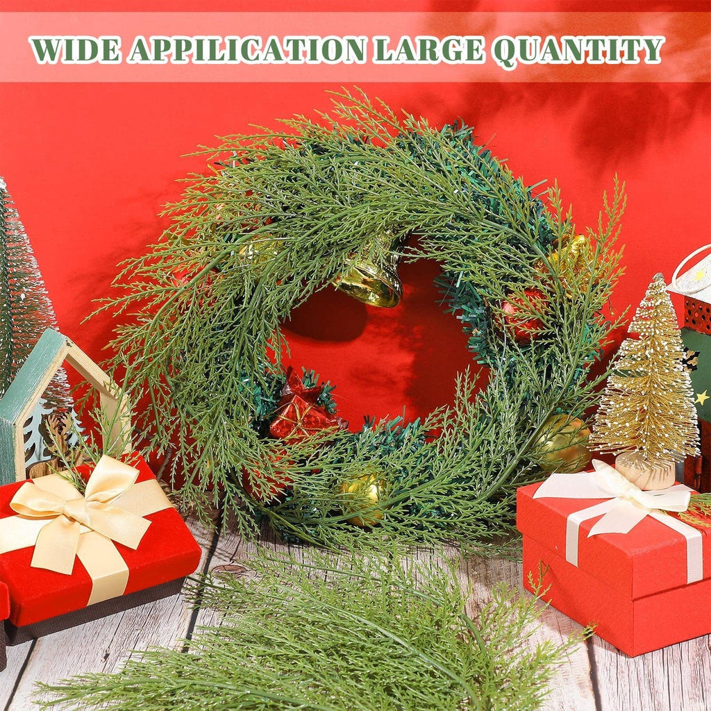 Artificial Pine Branches-13.7 Inches Fake Greenery Plants Pine Sprigs-Faux Pine Leaves Picks for DIY Garland Crafts Christmas Embellishing and Hogar Jardín Decoración