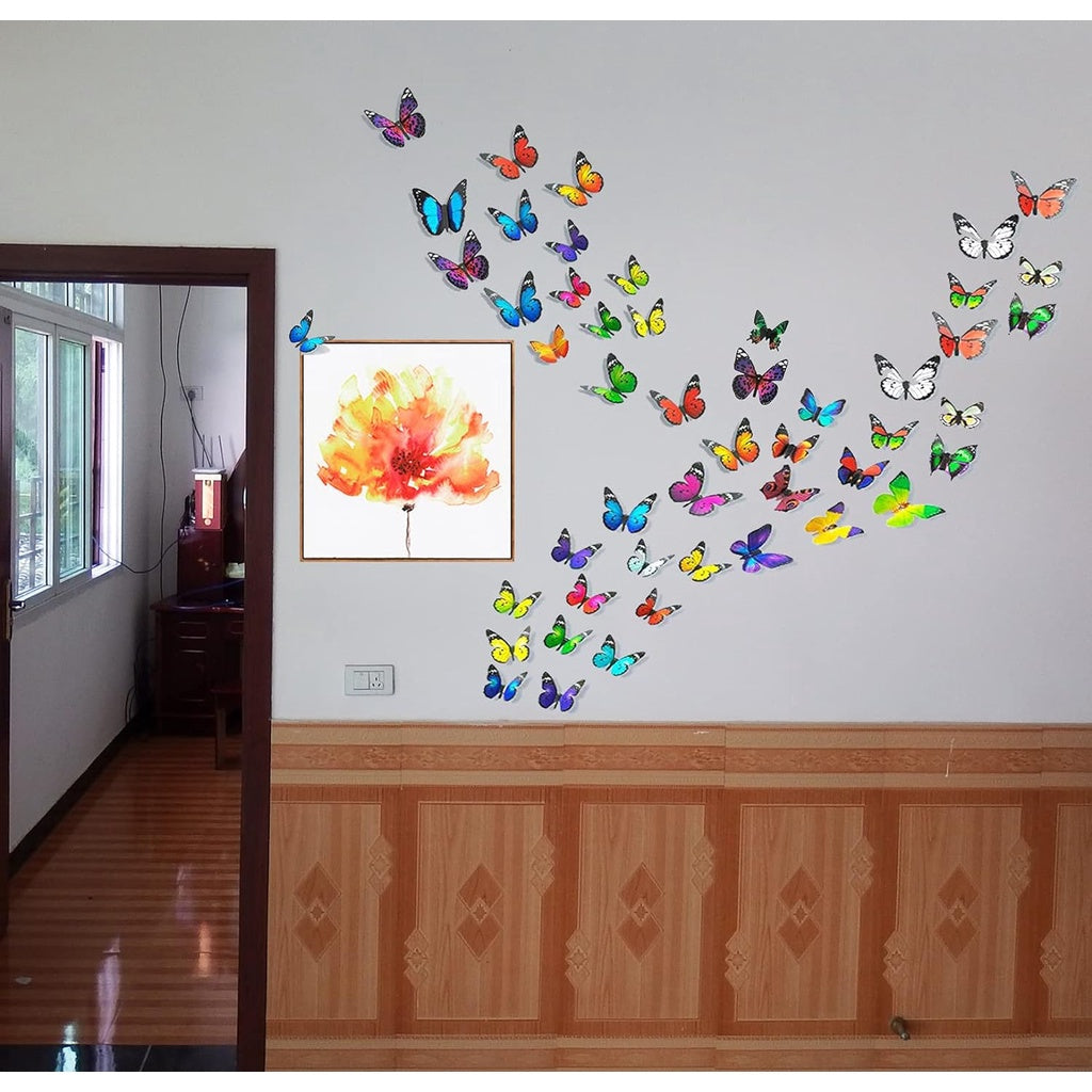 3D Butterfly Pared Decoración, 4 Styles Butterfly Pared Decals Removable Mural Stickers Butterfly Decorations for Hogar Room Bedroom Nursery Decoración