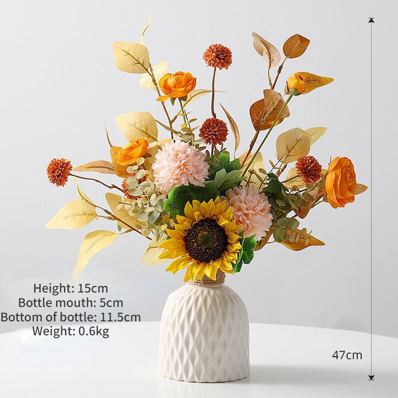 Artificial Sunflowers Bouquet Fall Fake Flower Bouquet with Sunflowers for Bridal Bouquets Wedding Centerpieces Fall Decoración Party Table Gravesides Floral ArrangementsHome Decoración