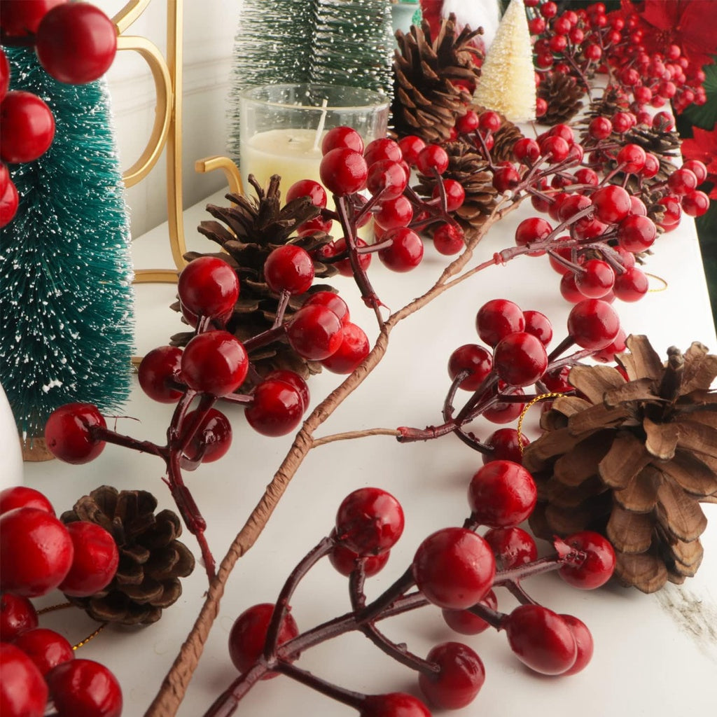 5.9FT/180cm Red Berry Christmas Garland Decorations, Christmas Artificial Burgundy Berry Garland Wreath Winter Red Berries Garland for Hogar Mantle Fireplace Holiday Indoor