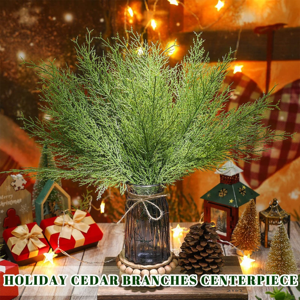 Artificial Pine Branches-13.7 Inches Fake Greenery Plants Pine Sprigs-Faux Pine Leaves Picks for DIY Garland Crafts Christmas Embellishing and Hogar Jardín Decoración