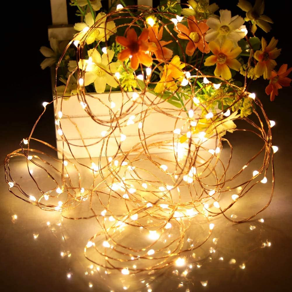 2M/20Leds Fairy Lights Battery Operated, Battery Powered Copper Wire Starry Fairy Lights for Bedroom, Christmas, Parties, Wedding, Centerpiece, Decoración