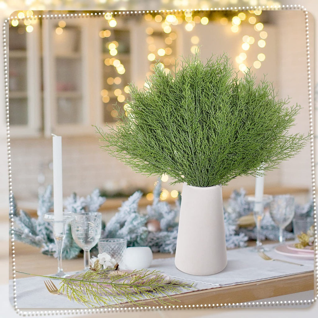 Artificial Pine Branches-13.7 Inches Fake Greenery Plants Pine Sprigs-Faux Pine Leaves Picks for DIY Garland Crafts Christmas Embellishing and Hogar Jardín Decoración