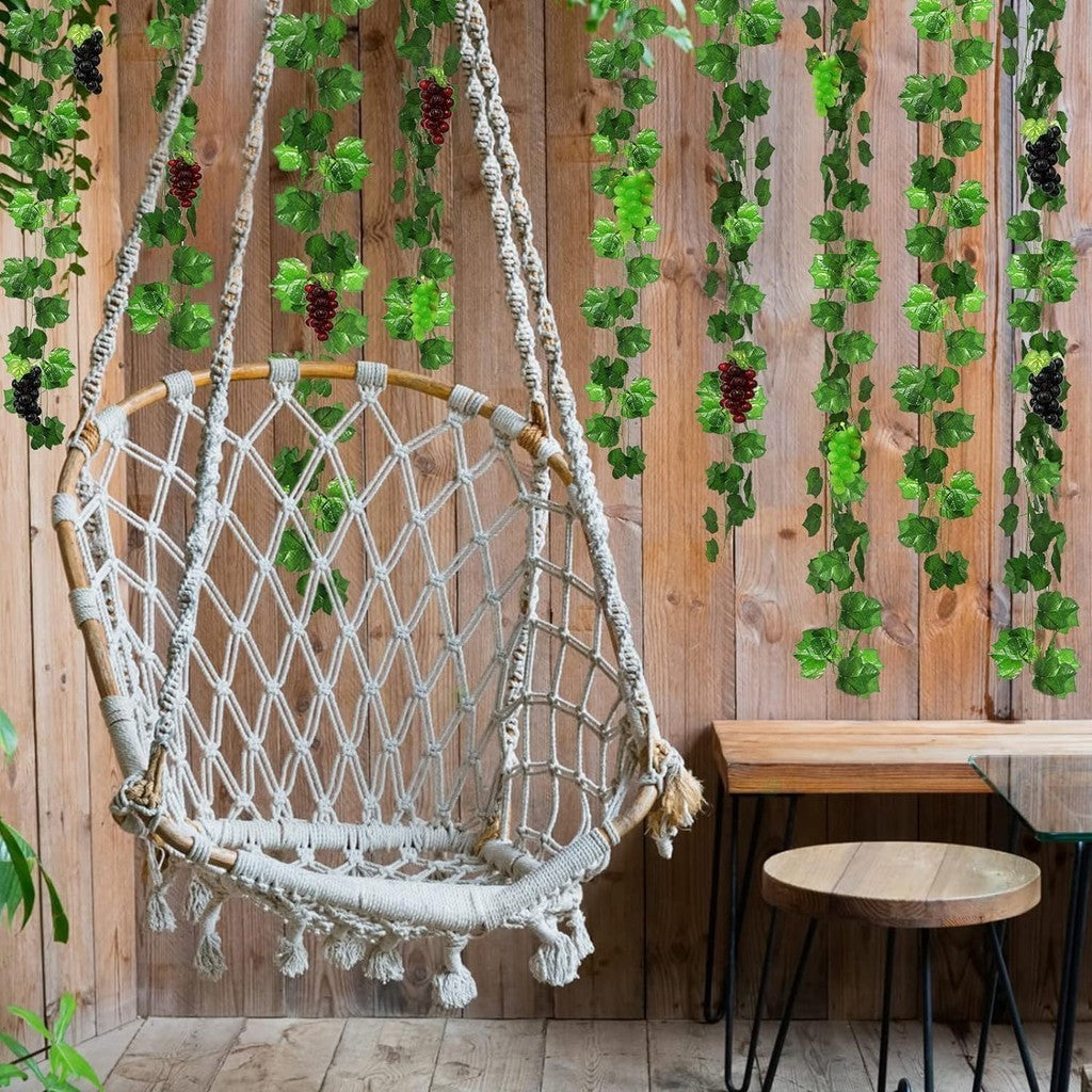 2pcs/pack 230cm Artificial Fake Grape Vines, Colgante Planta Large Leaves Garland for Wedding Party Store Hogar Decoración Indoor Outdoors