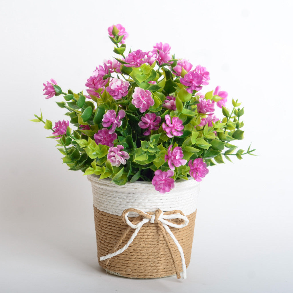 Artificial Flower for Hogar Office Table Jardín Decoración, Fake Flower in with Woven Basket, Artificial Daisy Flower Arrangement