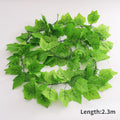 2pcs/pack 230cm Artificial Fake Grape Vines, Colgante Planta Large Leaves Garland for Wedding Party Store Hogar Decoración Indoor Outdoors