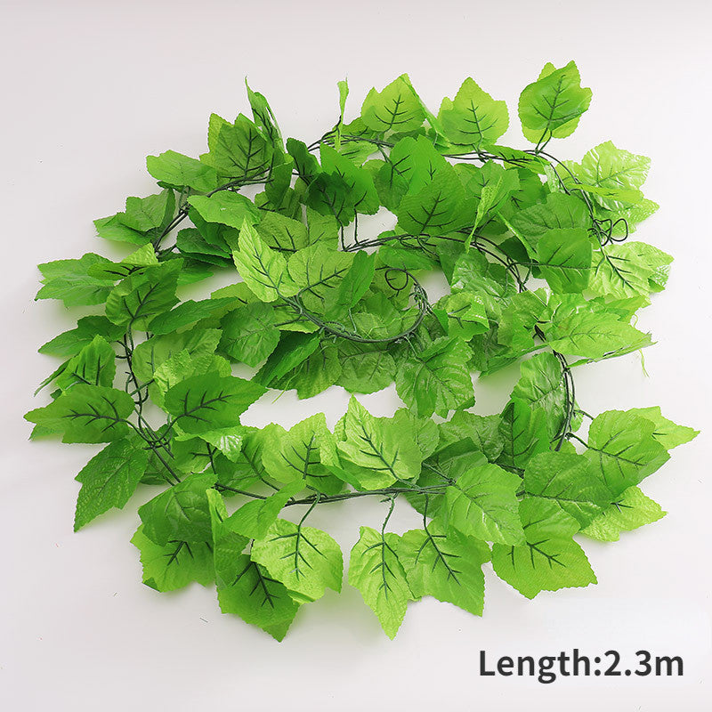 2pcs/pack 230cm Artificial Fake Grape Vines, Colgante Planta Large Leaves Garland for Wedding Party Store Hogar Decoración Indoor Outdoors