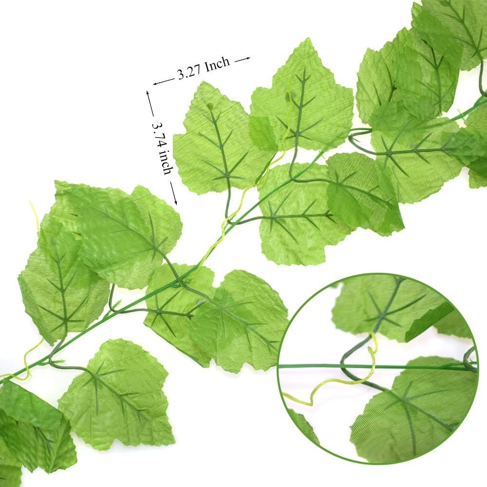 2pcs/pack 230cm Artificial Fake Grape Vines, Colgante Planta Large Leaves Garland for Wedding Party Store Hogar Decoración Indoor Outdoors