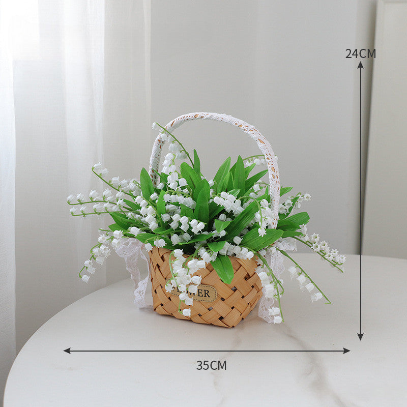 Artificial Daisy for Hogar Office Table Jardín Decoración, Rose in with Hand-Woven Basket, Artificial Daisy Flower Arrangement, Fake Daisy in Baskets