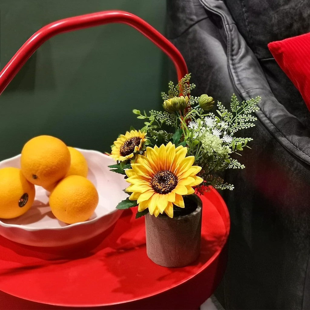 Sunflower Artificial Flowers Pot, Sunflower Decoración, Yellow Fake Flower in Pots, for Hogar Bathroom Kitchen Centerpieces for Tables Sunflowers Potted