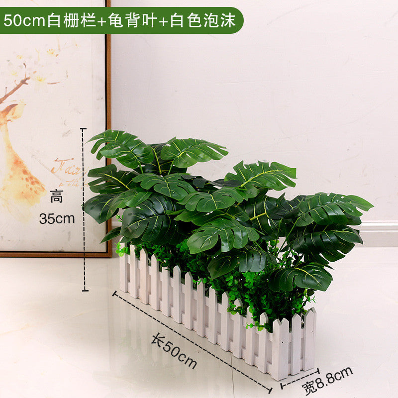 Artificial Monstera Plants - Fake Planta in Picket Fence Pot for Indoor Outdoor Office House Living Room Hogar Decoración