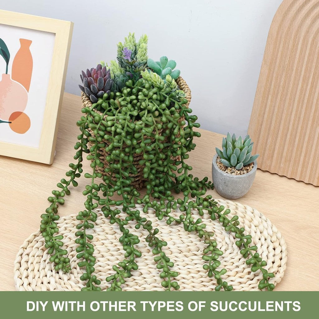Artificial Succulents Colgante Plants Fake String of Pearls for Pared Hogar Jardín Decoración