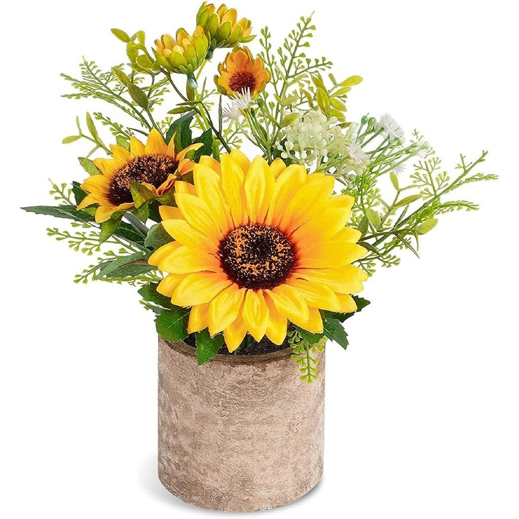 Sunflower Artificial Flowers Pot, Sunflower Decoración, Yellow Fake Flower in Pots, for Hogar Bathroom Kitchen Centerpieces for Tables Sunflowers Potted