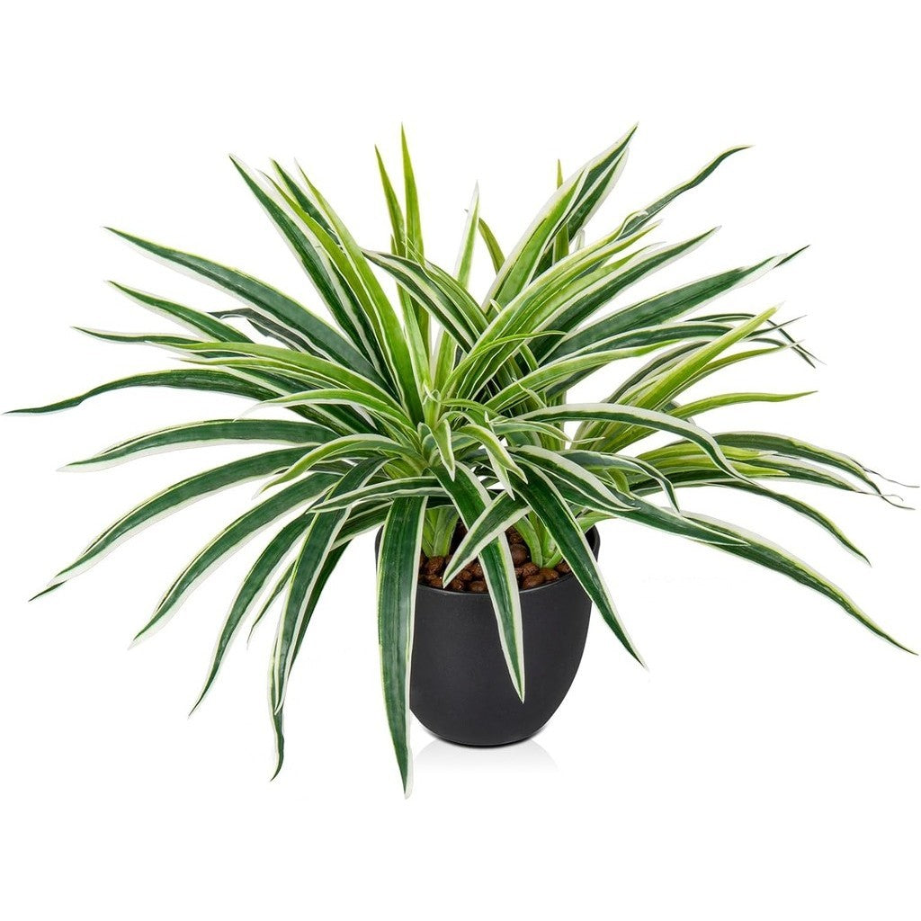 Fake Grass Planta in Pot Artificial Spider Plants Faux Chlorophytum Comosum Potted Plants for Hogar Office Table Shelf Kitchen Bathroom Bedroom Decoración