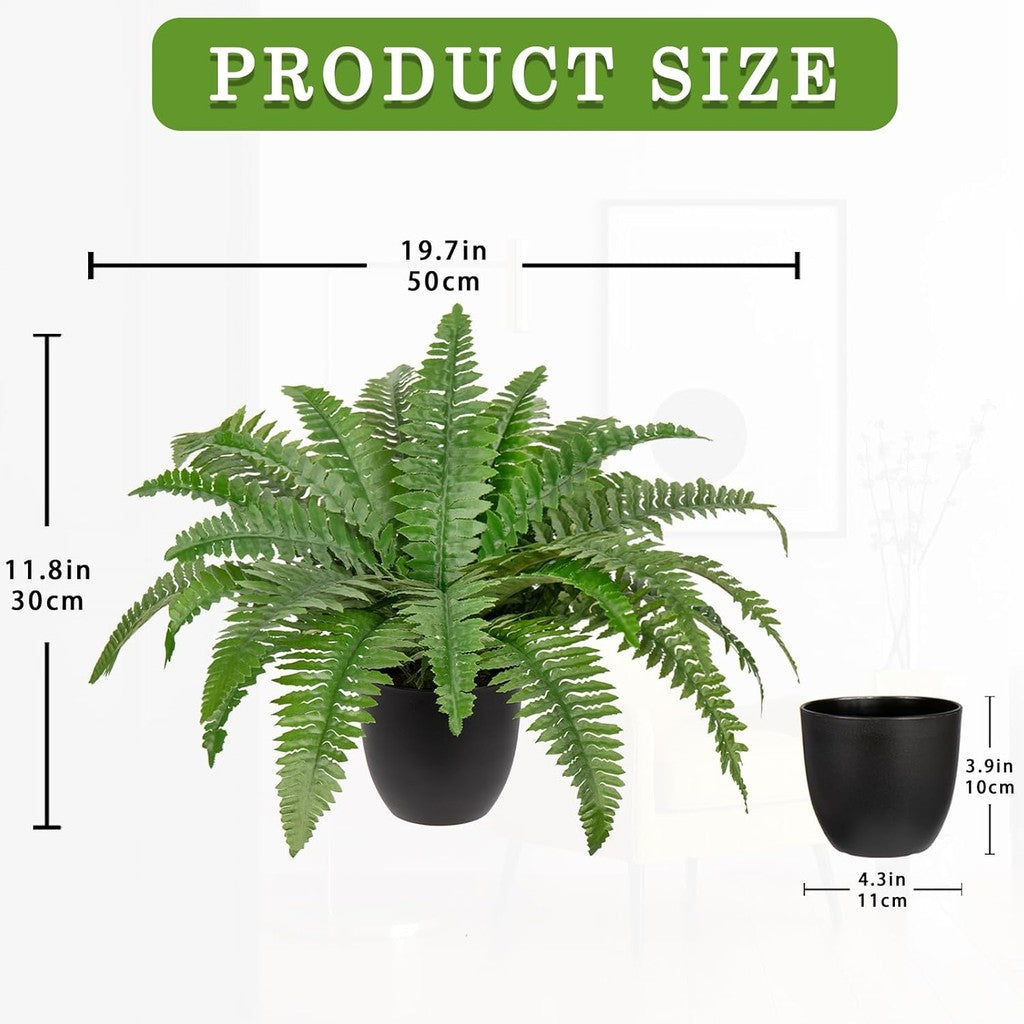 Fake Fern Potted Planta Artificial Boston Ferns in Pot for Outdoors & Indoor Faux Fern Bush Planta for Patio Jardín Farmhouse Windowsill Office Living Room Decoración Hogar Decoración