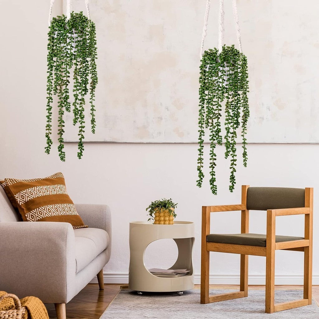 Artificial Succulents Colgante Plants Fake String of Pearls for Pared Hogar Jardín Decoración