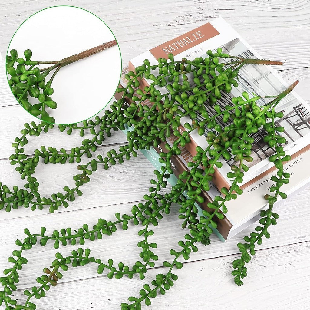 Artificial Succulents Colgante Plants Fake String of Pearls for Pared Hogar Jardín Decoración