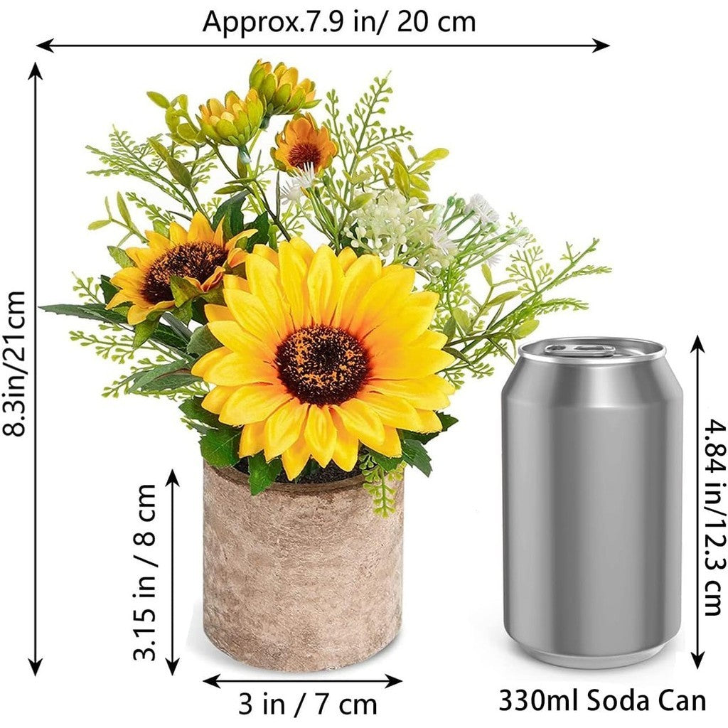 Sunflower Artificial Flowers Pot, Sunflower Decoración, Yellow Fake Flower in Pots, for Hogar Bathroom Kitchen Centerpieces for Tables Sunflowers Potted