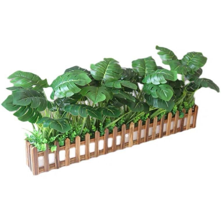 Artificial Monstera Plants - Fake Planta in Picket Fence Pot for Indoor Outdoor Office House Living Room Hogar Decoración