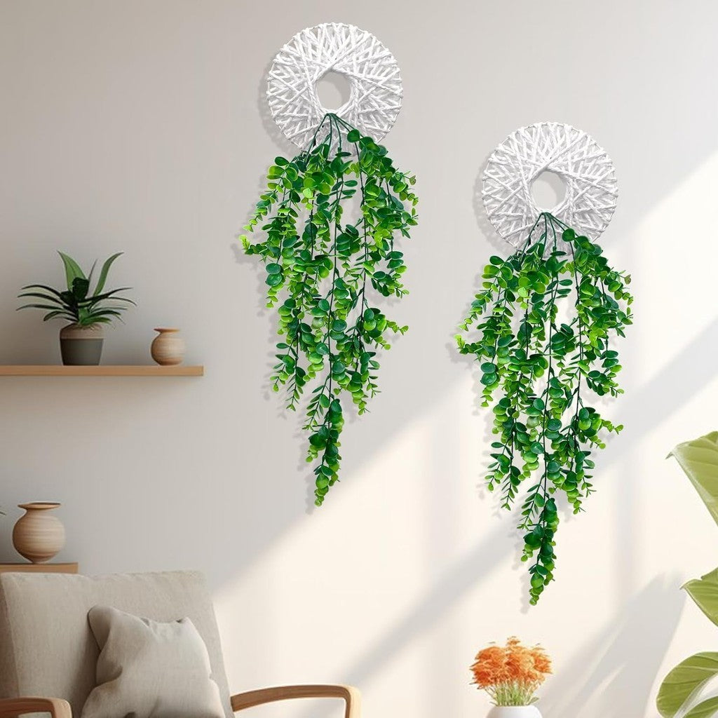 Fake Colgante Plants, Faux Eucalyptus Leafs Greenery Vine, Artificial Colgante Plants, UV Resistant Plastic Plants for Indoor Outdoor Pared Hogar Office Kitchen Room Patio Decoración