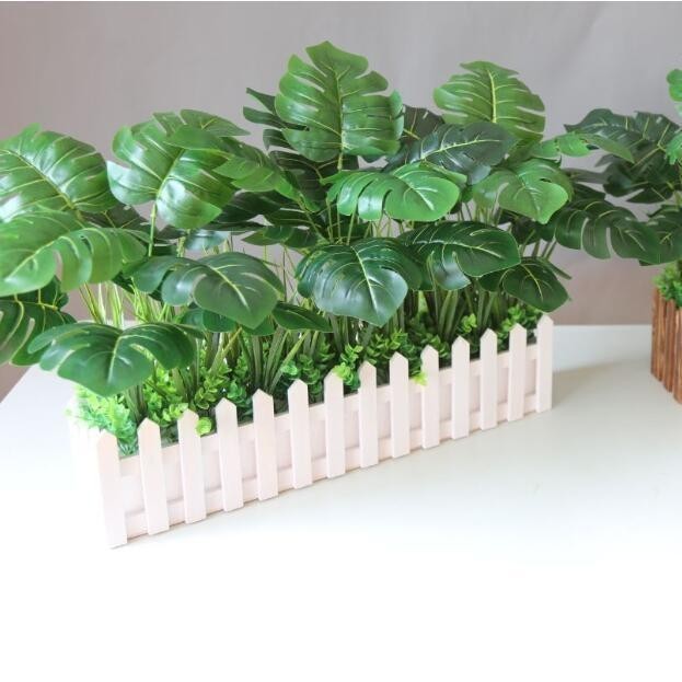Artificial Monstera Plants - Fake Planta in Picket Fence Pot for Indoor Outdoor Office House Living Room Hogar Decoración