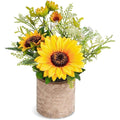 Sunflower Artificial Flowers Pot, Sunflower Decoración, Yellow Fake Flower in Pots, for Hogar Bathroom Kitchen Centerpieces for Tables Sunflowers Potted