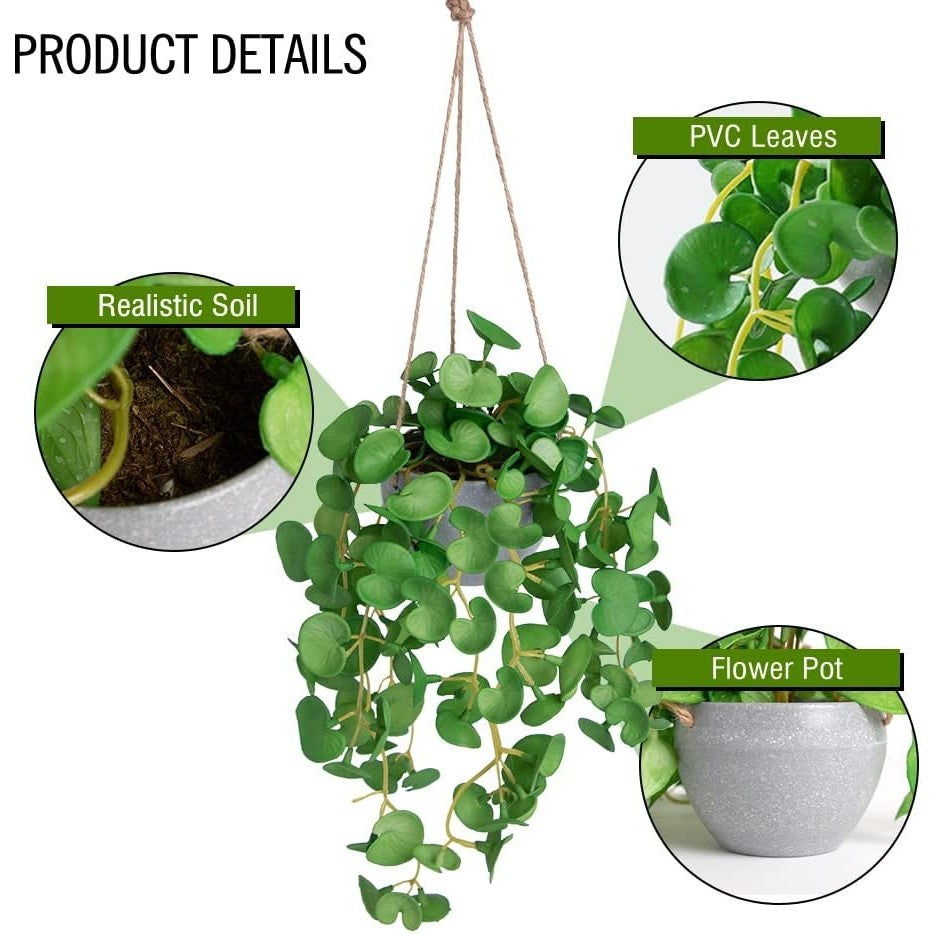Fake Colgante Plants with Pots, Artificial Faux Anthurium Leaf Colgante Basket Planta for Pared Hogar Room Indoor Outdoor Decoración