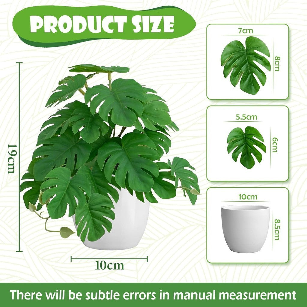 Artificial Plants Artificial Monstera, Mini Fake Plants Small Artificial Plants in Pots for Hogar Decoración Indoor for Office Desk Living Room Apartment Bathroom Kitchen Balcony