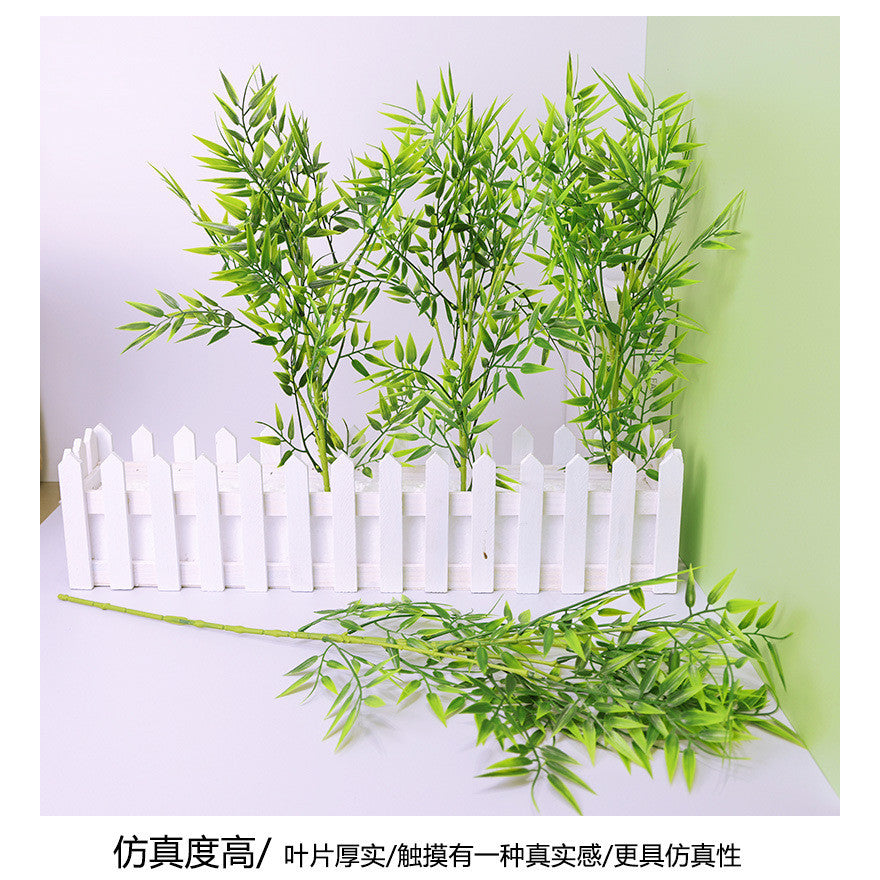 Bamboo Tree Branches 57CM Long Stems Faux Greenery Artificial Plants Bulk Verde Silk Leaves DIY Privacy Decoración Balcony Jardín Outdoor Indoor Hogar Decoración