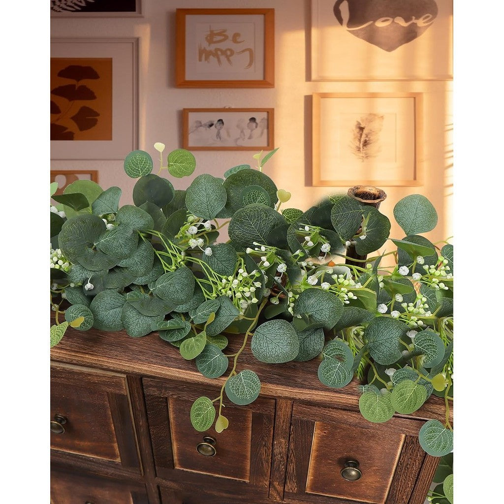 Artificial Ivy Greenery Eucalyptus Garland Fake Vines Fake Ivy Leaves Table Decoración Verde Colgante Vines Decoración Artificial Vines Plants Backdrop for Hogar Outdoor Indoor Pared Decoración