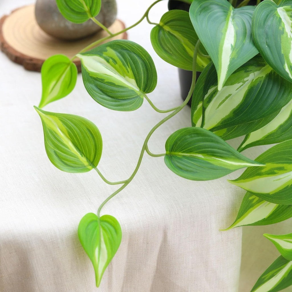 Artificial Devil's Ivy Golden Pothos Fake Planta,Colgante potted Plants for Pared Hogar Patio Indoor Outdoor Decoración(H 26in)