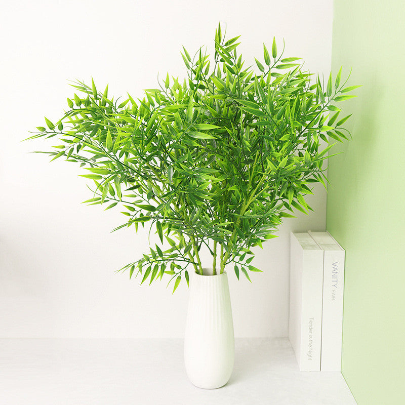 Bamboo Tree Branches 57CM Long Stems Faux Greenery Artificial Plants Bulk Verde Silk Leaves DIY Privacy Decoración Balcony Jardín Outdoor Indoor Hogar Decoración