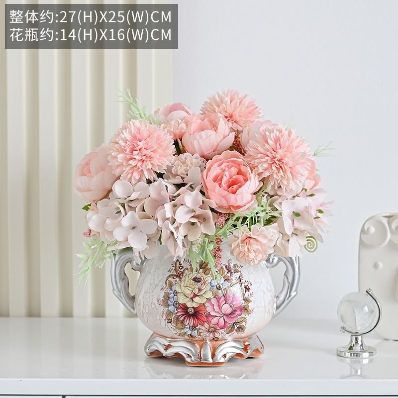 Artificial Flower in Pot European Style Fake Artificial Flower Rose Flower Set for Hotel Dining Room Living Room Wedding Decoración