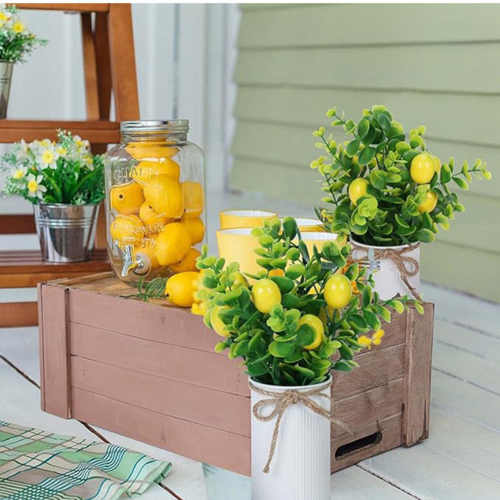 Fake Lemon Centerpieces for Tables Artificial Lemons Decoración for Hogar Faux Lemon Branches with Mason Jar Summer Centerpieces Lemon Decorations for Farmhouse Office Kitchen