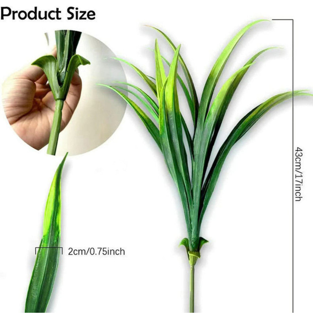 Artificial Grass Fake Plants 17.3in Outdoor Fake Grass UV Resistant Greenery Plastic Plants for Hogar Window Jardín Office Patio Colgante Planter Pathway Front Porch Décor