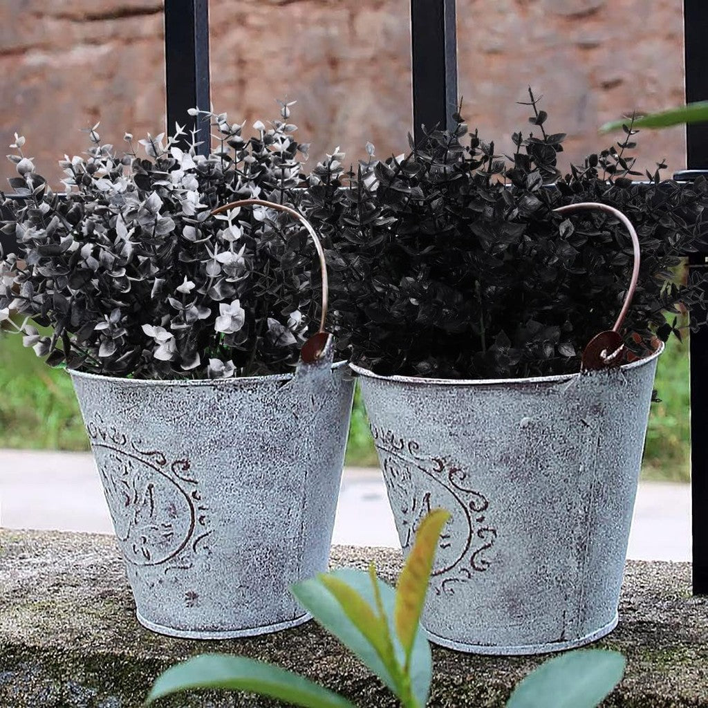 Black Artificial Flowers, Fake Outdoor UV Resistant Plants Faux Plastic Greenery Shrubs Indoor Outside Colgante Planter Halloween Flower Decoración, Jardín Decoración