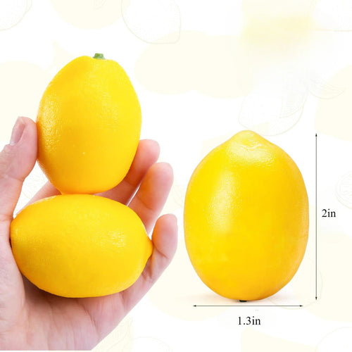 5pcs Small Artificial Lemons, 2 x 1.3 Inch Fake Lemons for Fake Fruit Bowl Lemonade Party Decoración Photo Props